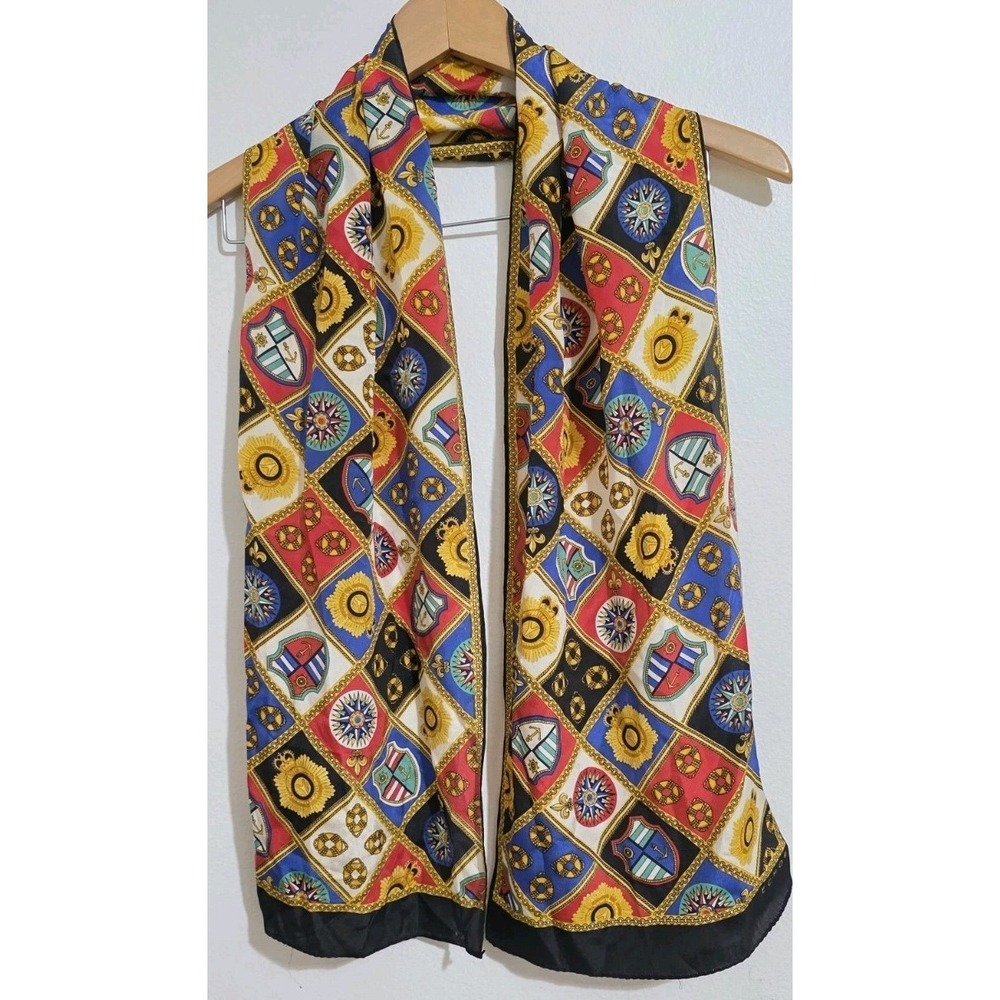 Echo Nautical Star Compass Shield Red Green Scarf Wrap Ship‎ Vibrant  NEW